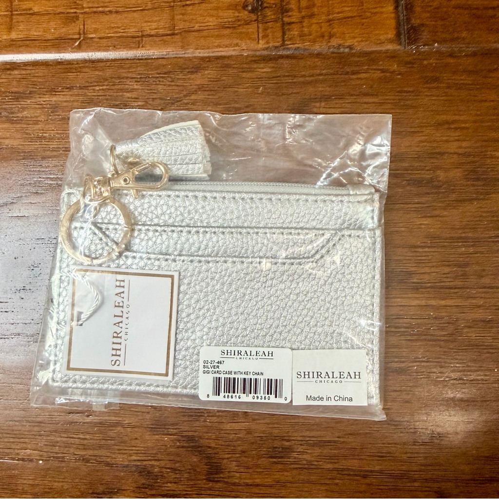 Shiraleah Metallic Silver Card Holder With Key Ring And Tassel
